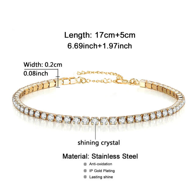 Delicate stainless steel tennis bracelet diamond bracelet