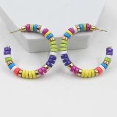 Enamel beads open hoop earrings