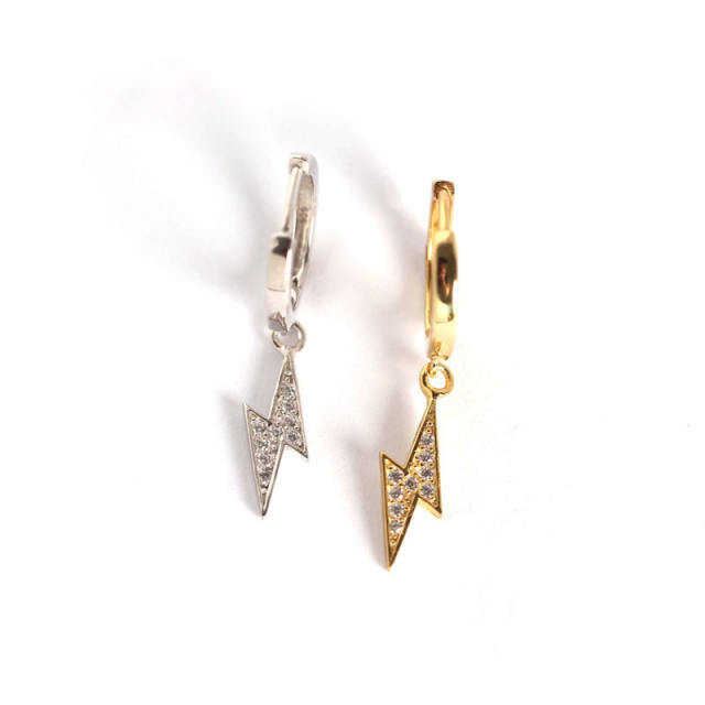 S925 diamond lightning huggie earrings