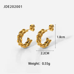 18KG braided open hoop stainless steel earrings