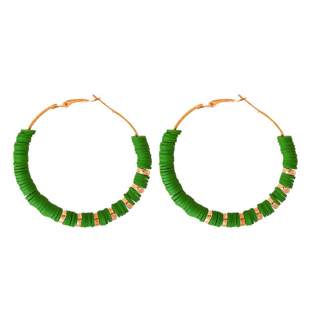 Boho heishi beads hoop earrings