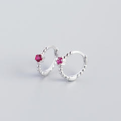 S925 beads diamond huggie earrings