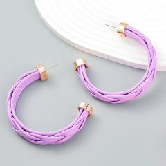 Colored braided resin open hoop earrings