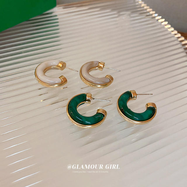 Resin open hoop earrings