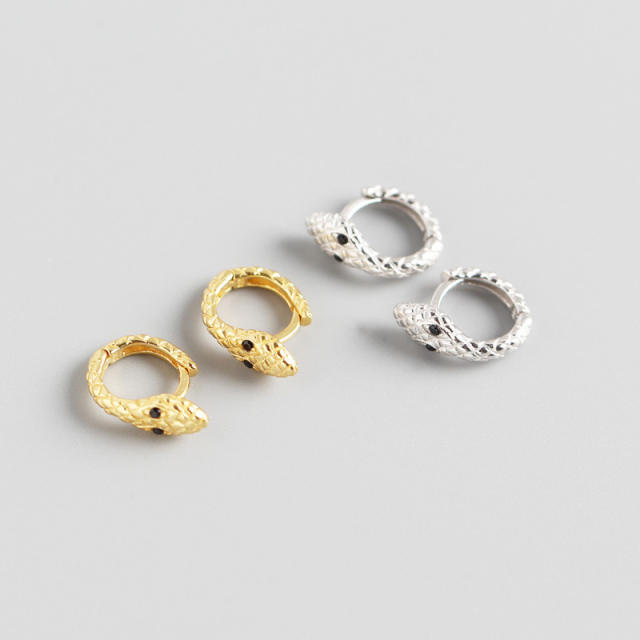 S925 snake huggie earrings