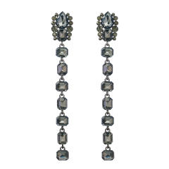 Glass crystal statement long earrings