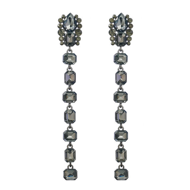 Glass crystal statement long earrings