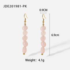 Natural stone bead 18KG stainless steel earrings