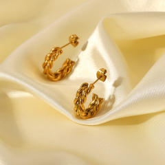 18KG braided open hoop stainless steel earrings