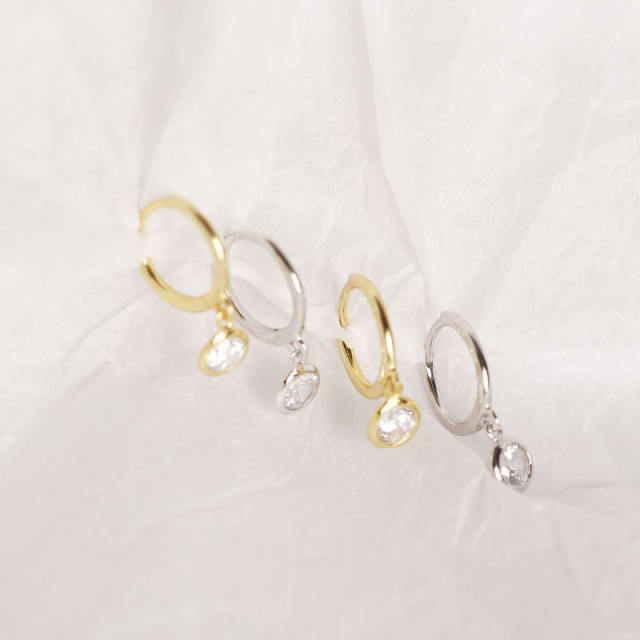 S925 zircon drop huggie earrings