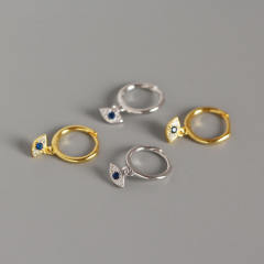 S925 silver evil eye huggie earrings