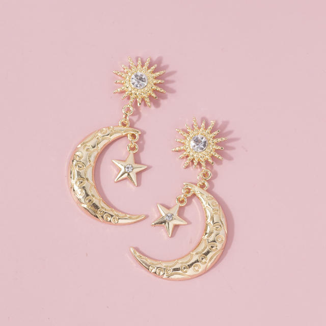 Moon star zircon earrings