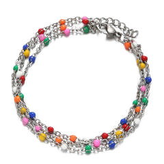 Boho colorful beads stainless steel bracelet