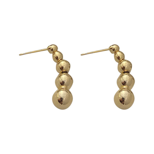 Silver needle metal ball unique earrings