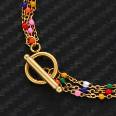 Candy color beads layer stainless steel bracelet