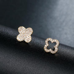 Elegant diamond clover ear studs