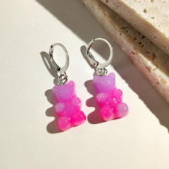 Cute jellly bear colored huggie earrings