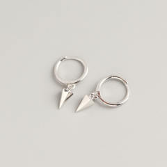 S925 rivet drop huggie earrings