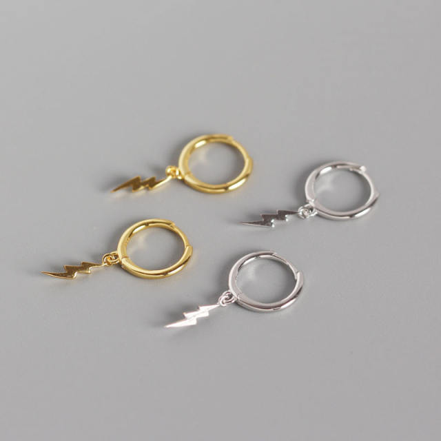 S925 lightning drop huggie earrings