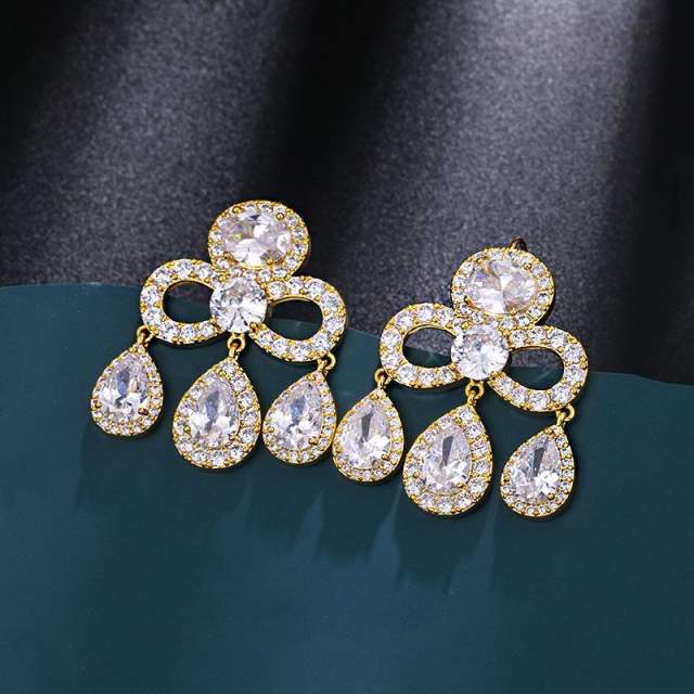 Elegant drop cubic zircon wedding earrings