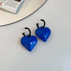 S925 needle colored heart earrings
