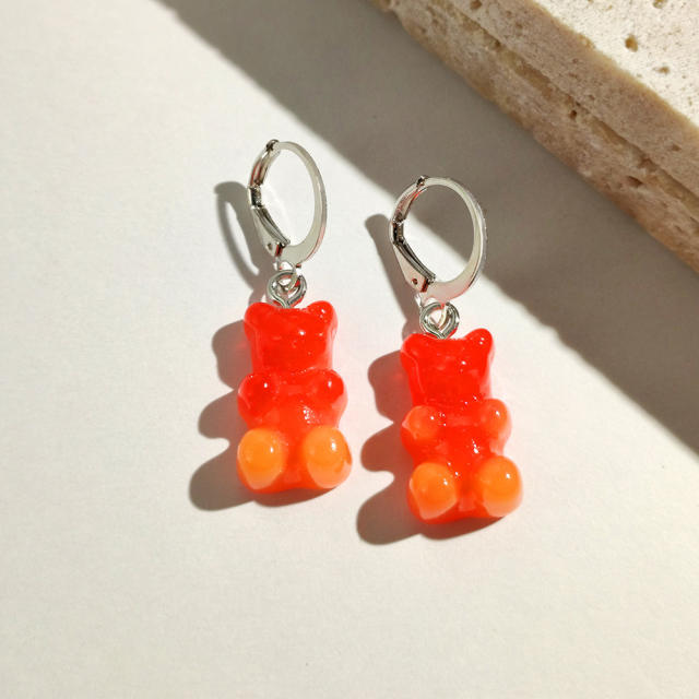 Cute jellly bear colored huggie earrings
