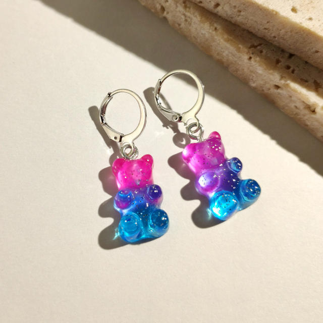 Cute jellly bear colored huggie earrings