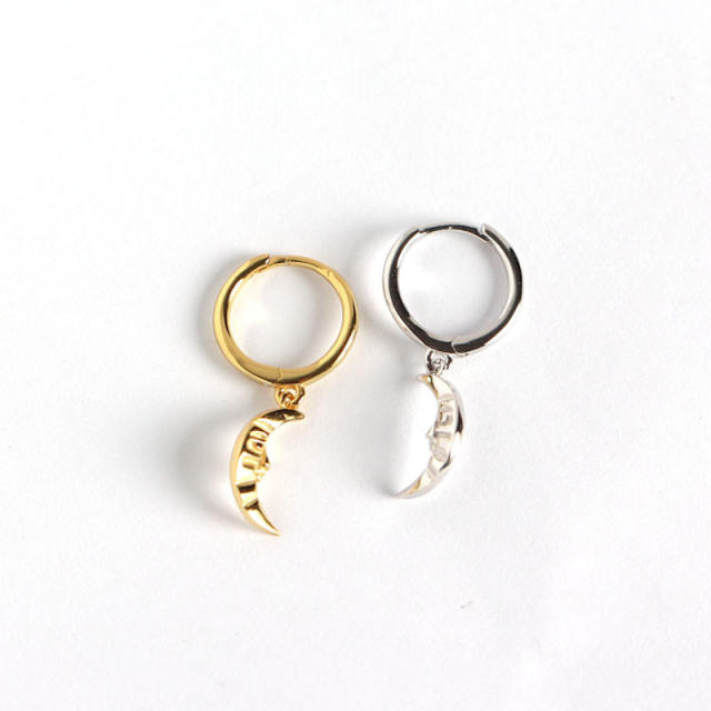 S925 moon drop huggie earrings
