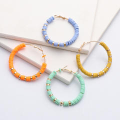 Boho heishi beads hoop earrings
