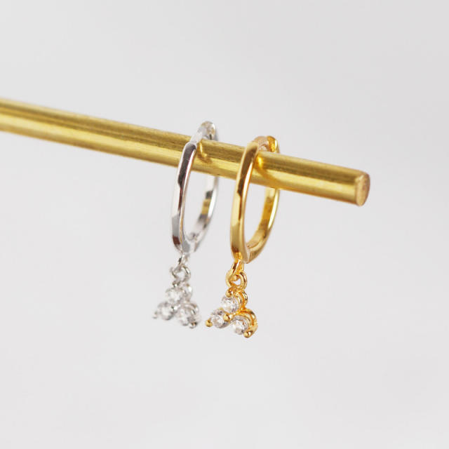 S925 Diamond drop huggie earrings