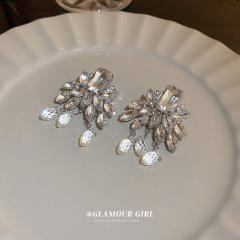 Crystal leaf drop earrings