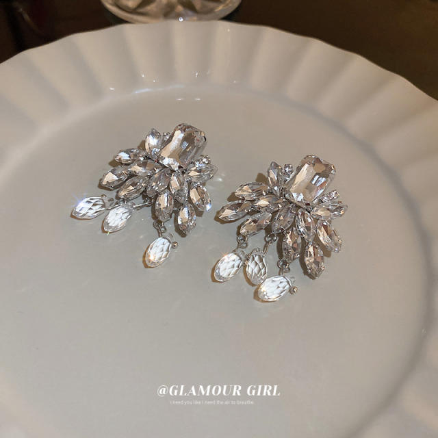 Crystal leaf drop earrings