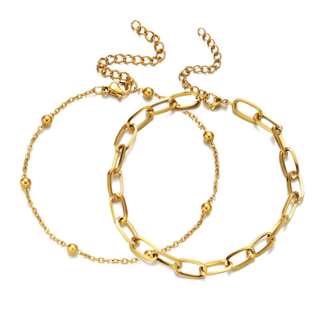 Easy match two layer chain bracelet stainless steel bracelet