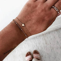 Two layer dainty stainless steel bracelet