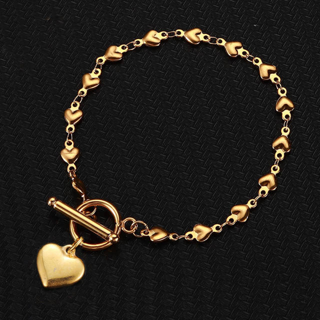 Korean fashion heart charm stainless steel bracelet