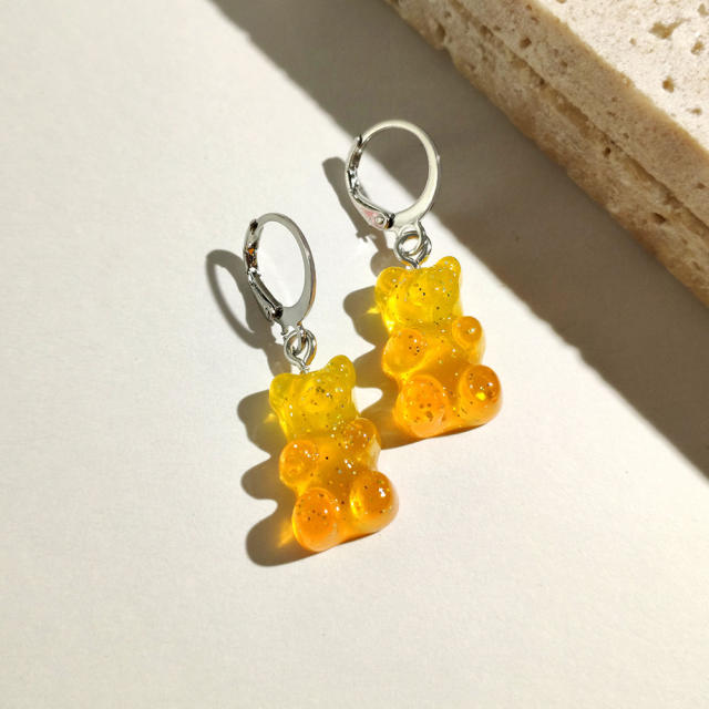 Cute jellly bear colored huggie earrings