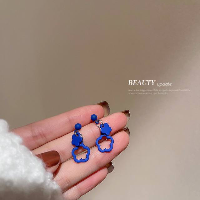 S925 needl blue color series earrings