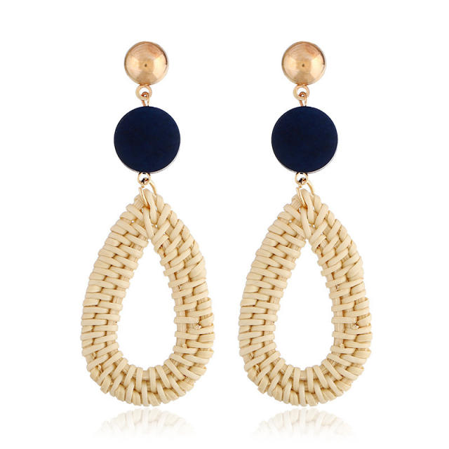 Boho handmade straw dangle earrings