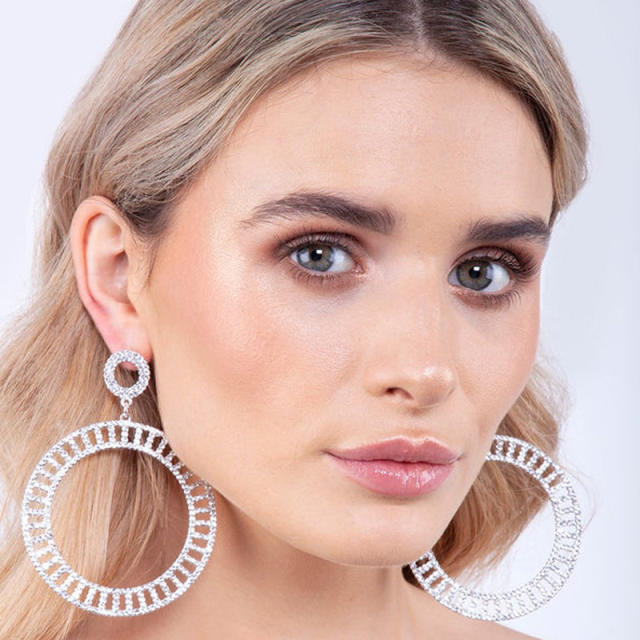 Large size ring diamond dangle earrings