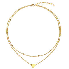 Dainty initial heart two layer stainless steel necklace