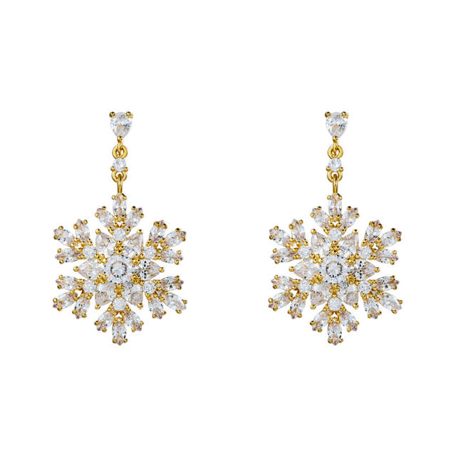 Diamond snowflake wedding earrings
