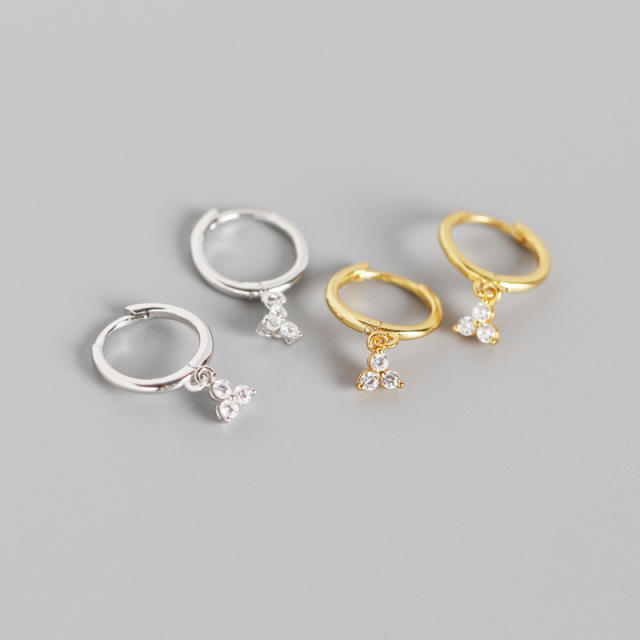 S925 Diamond drop huggie earrings