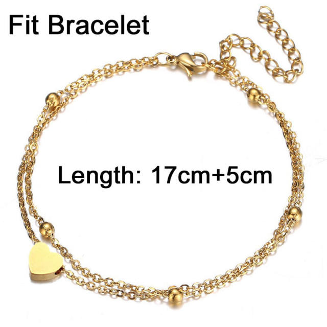 Two layer dainty stainless steel bracelet