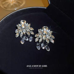 Crystal leaf drop earrings