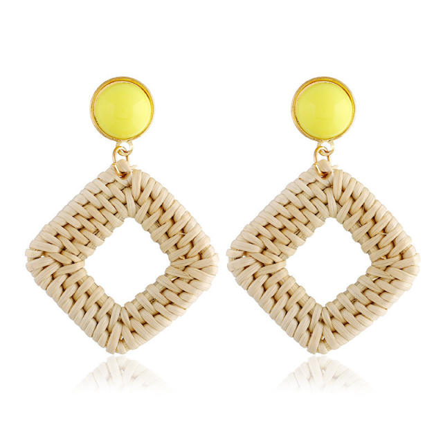 Boho handmade straw dangle earrings