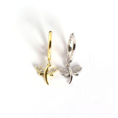 S925 silver dragonfly huggie earrings