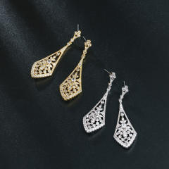 Cubic zircon hollow dangle earrings