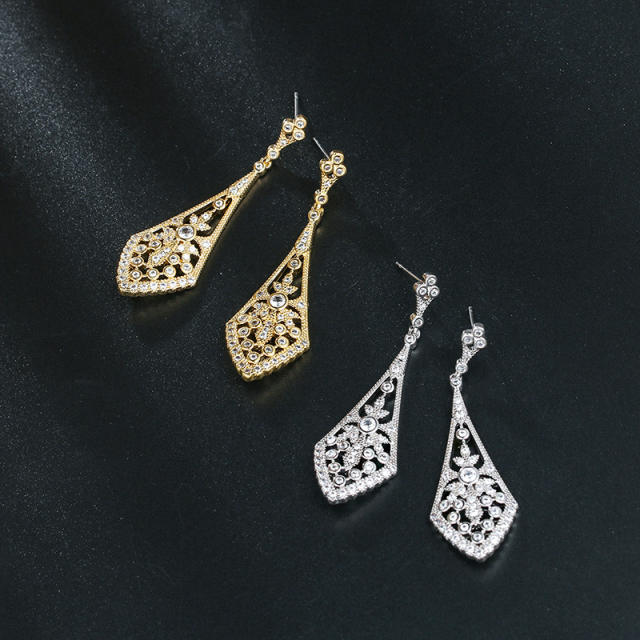 Cubic zircon hollow dangle earrings
