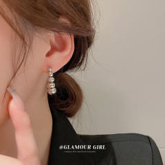 Silver needle metal ball unique earrings