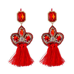 Boho colored tassel statement earrings